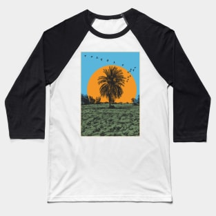 Date Palm Tree Graphic Art Baseball T-Shirt